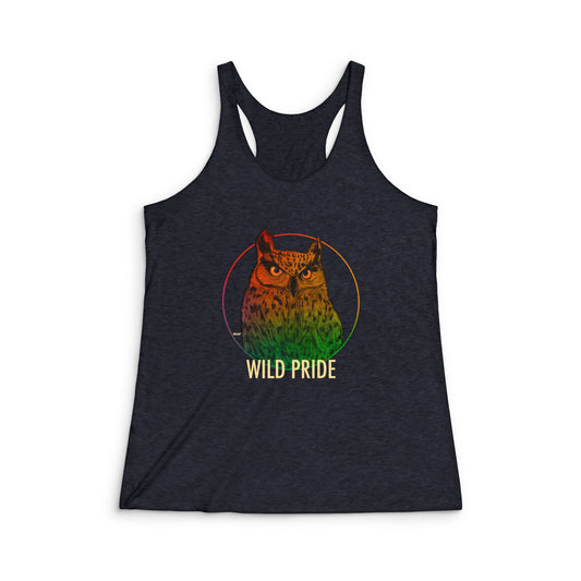 Owl - Wild Pride Rainbow - Women's Tri-Blend Racerback Tank